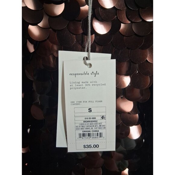 NWT A New Day Sequin Dress Party Clubwear Dance Brown Size Small - Picture 4 of 6